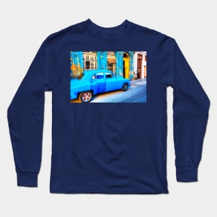 Blue Car In Havana, Cuba Long Sleeve T-Shirt